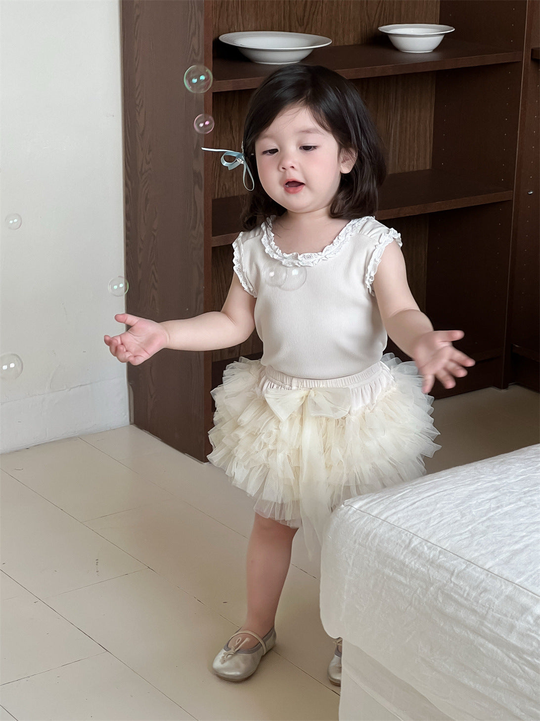Children's Thin Skirt Clothing Korean Style Lace T-shirt Children's Suit