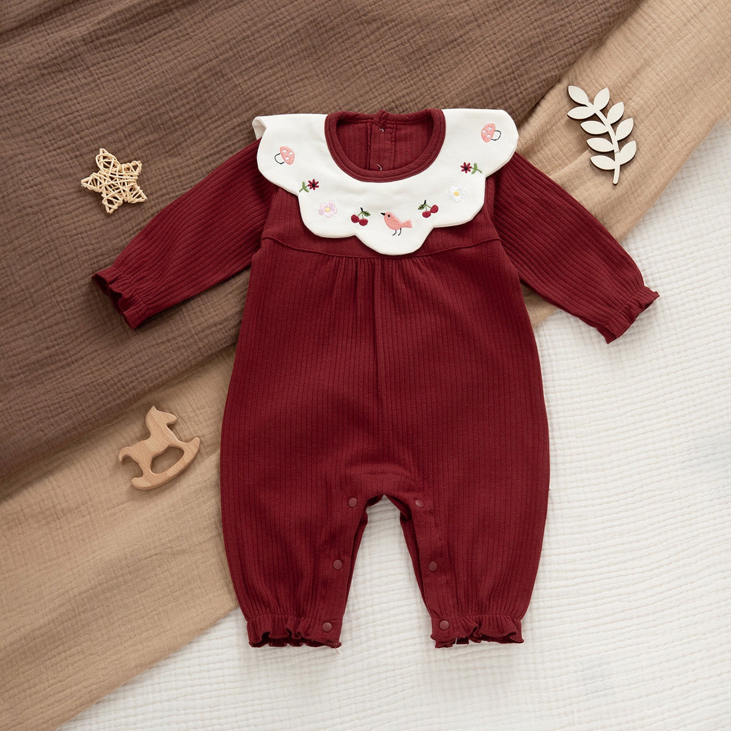 Infant Born Red Days Old One Month Clothing Festive Long-sleeved Jumpsuit, Climbing Suit