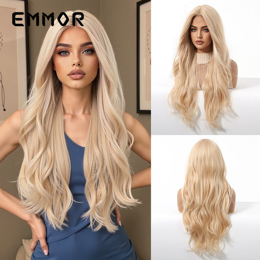 Mid-length Golden Big Wave Curly Hair Fashion Wig Long Curls