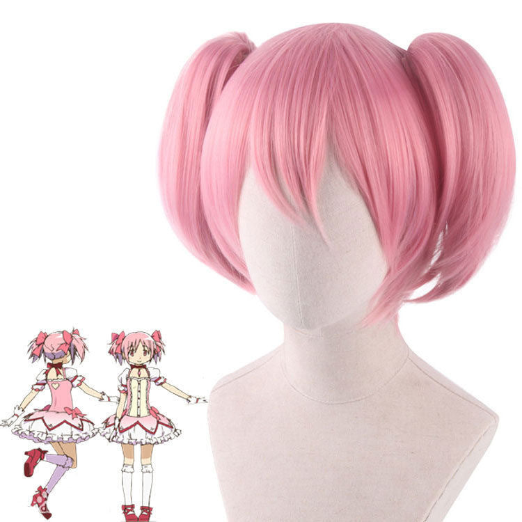 Magi Square Pink Short Double Ponytail Cos Wig