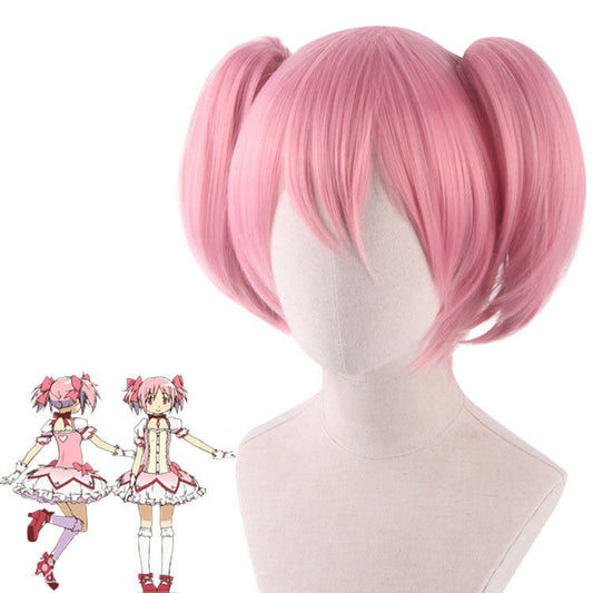 Magi Square Pink Short Double Ponytail Cos Wig