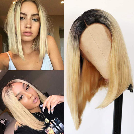 Durable Versatile Innovative Medium Chemical Fiber Wig Short Straight Hair