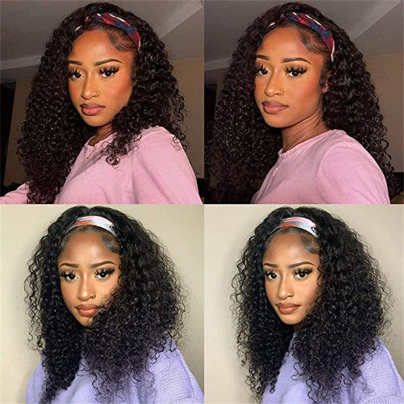 Women's Hot Fashion Hair Band Synthetic Wigs Medium Small Curly Turban Wig Long Curls