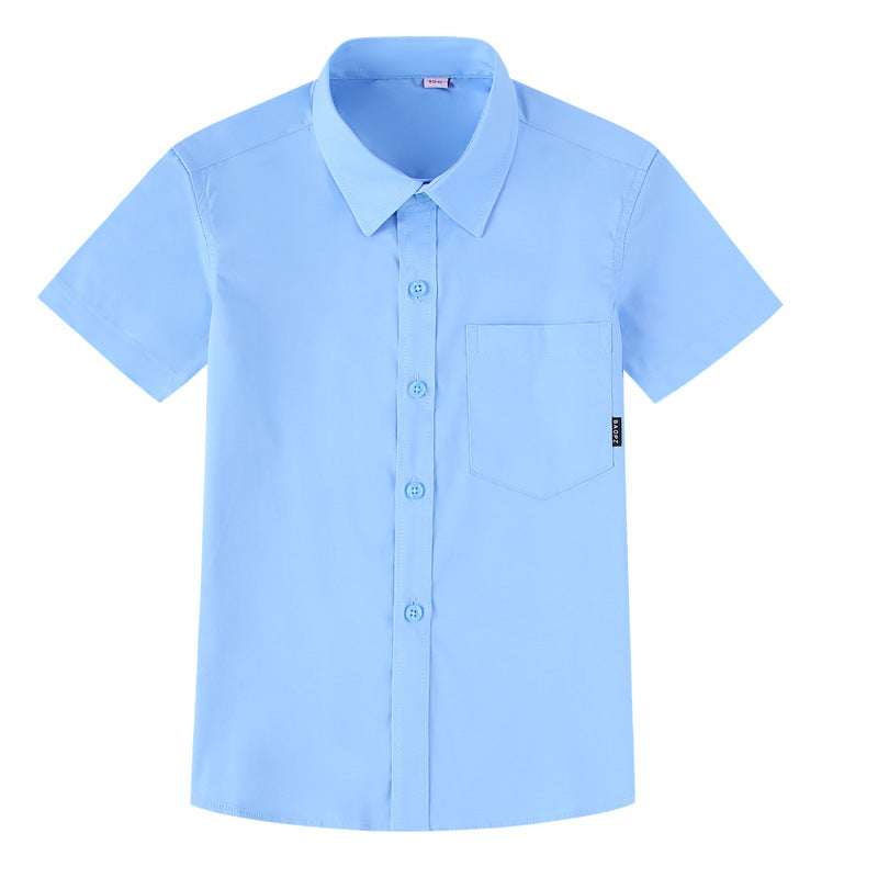 Children's Summer Short-sleeved White Pure Cotton Performance Clothes Children's Shirt