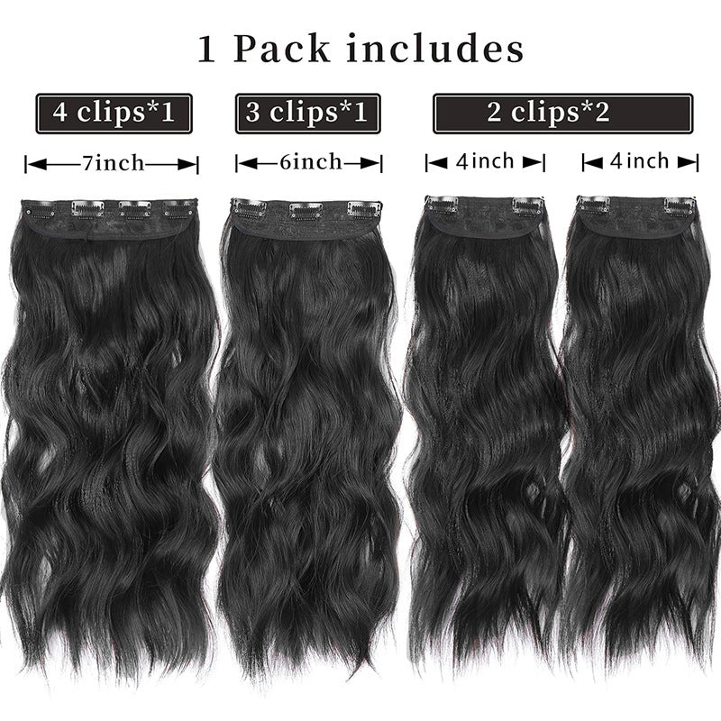 Hairpiece Clip Hair Extension Card Invisible Wig Long Curls
