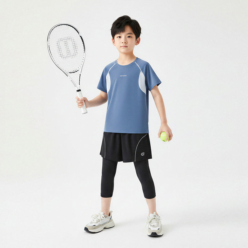 Summer Thin Breathable Class Sports Top Stitching Cool Sense Moisture Children's T-shirt