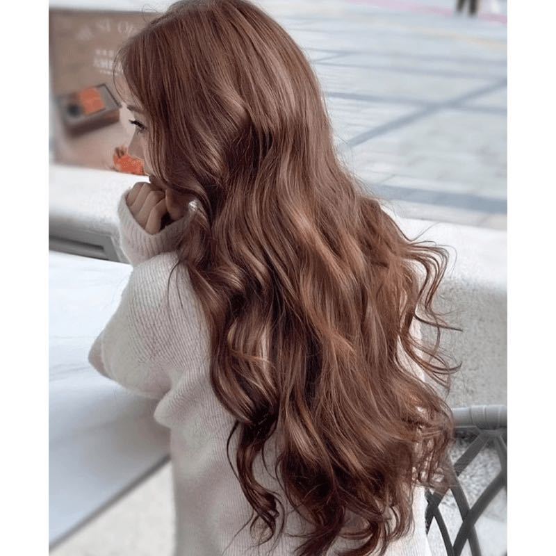 Women's Top Big Wave Straight Bangs Natural Realistic Wig Long Curls