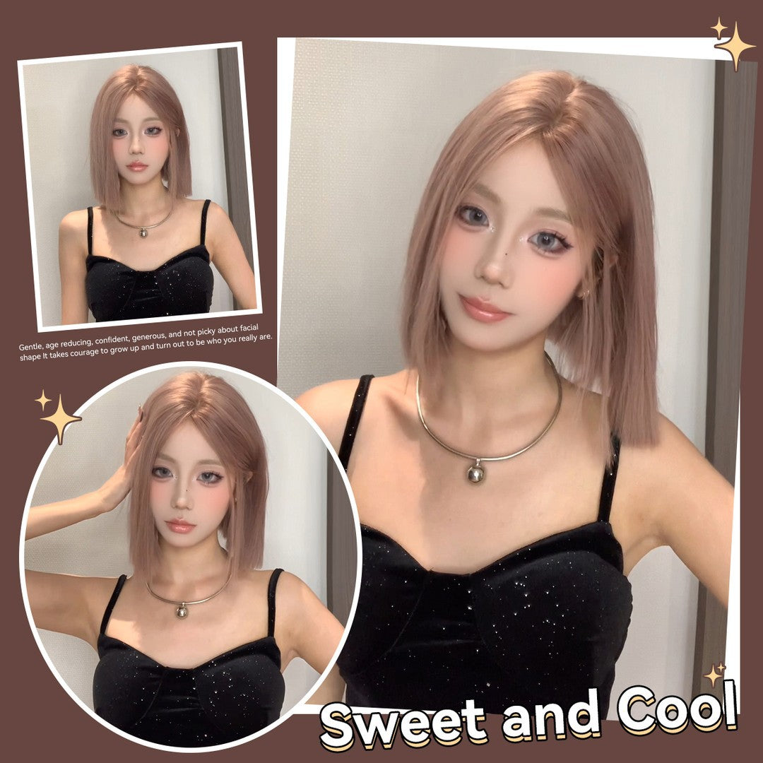 Monet Forehead Lace Pink Cool Natural Shape Wig Short Straight Hair