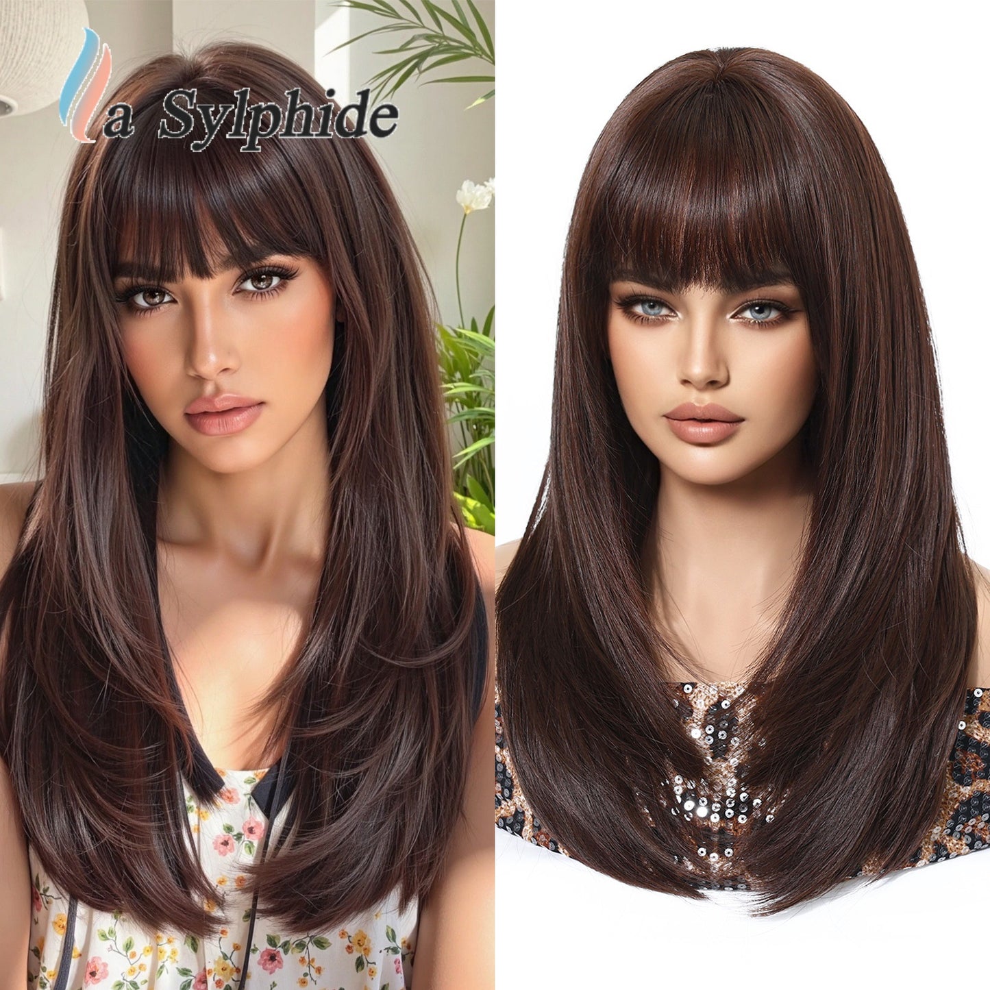 Red Brown Gradient Golden Curly Hair Rose Wig Long Curls