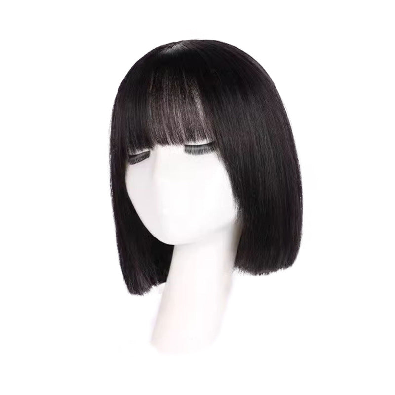 Women's One Size Fits All Human Short Comic Bangs Real Hair Wig