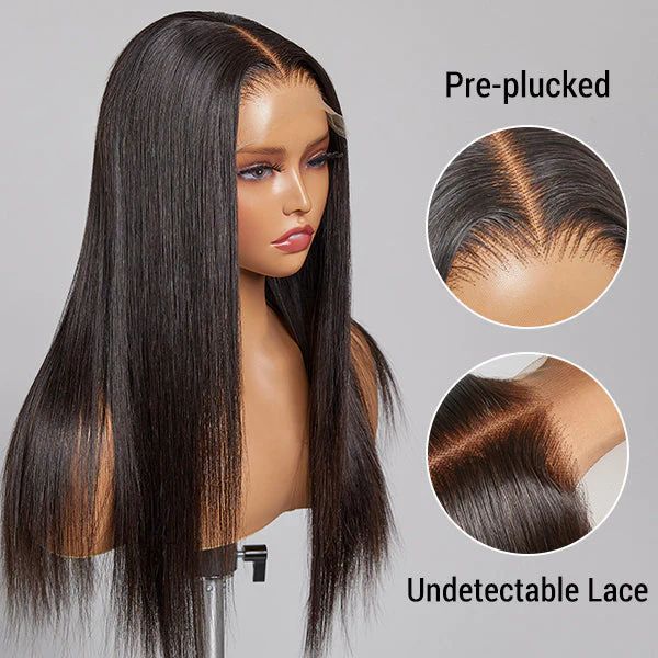 Black Mid-length Hair Chemical Fiber Fashion Long Straight Wig
