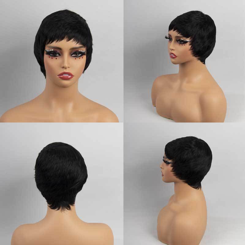 New Unique Creative Female Short Full Real Hair Wig
