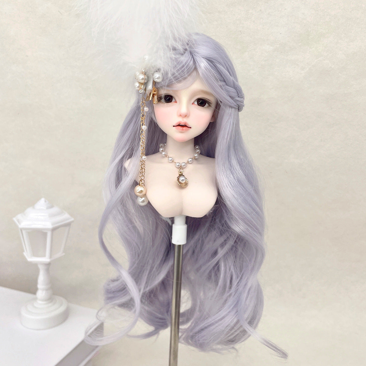 Split Bangs Braid Long Curly Hair Finished Head Cover Cos Wig