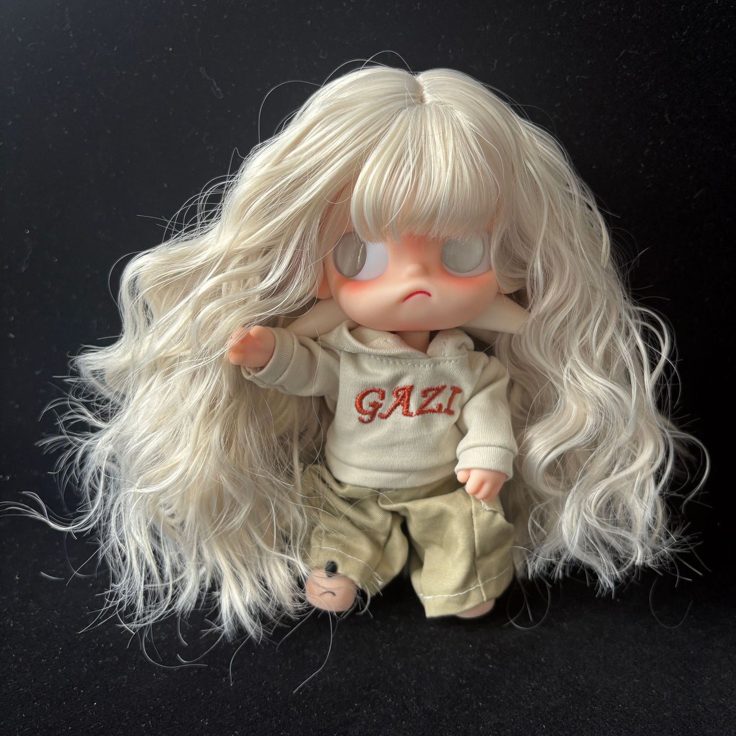 Gray White Bangs Long Curly Hair Gingerbread Man Sister Ga Cos Wig