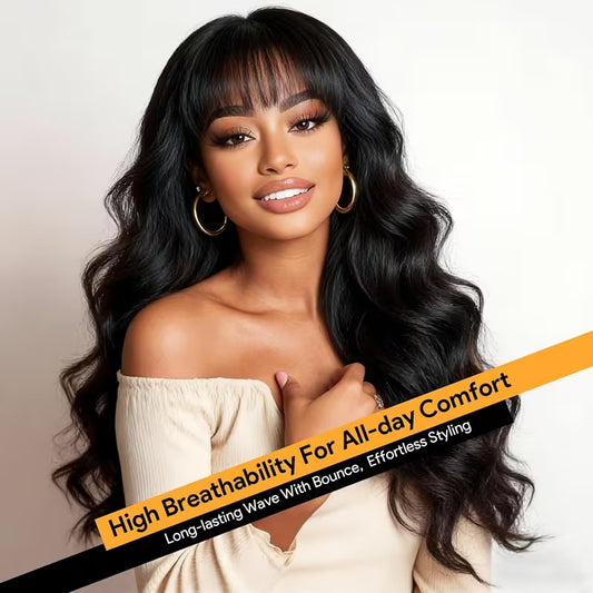 Xinhua Bangs Curly Hair Big Wave Wig Long Curls