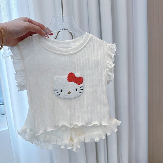 Summer Korean Cute Cat Short Sleeve Pants Children's Suit