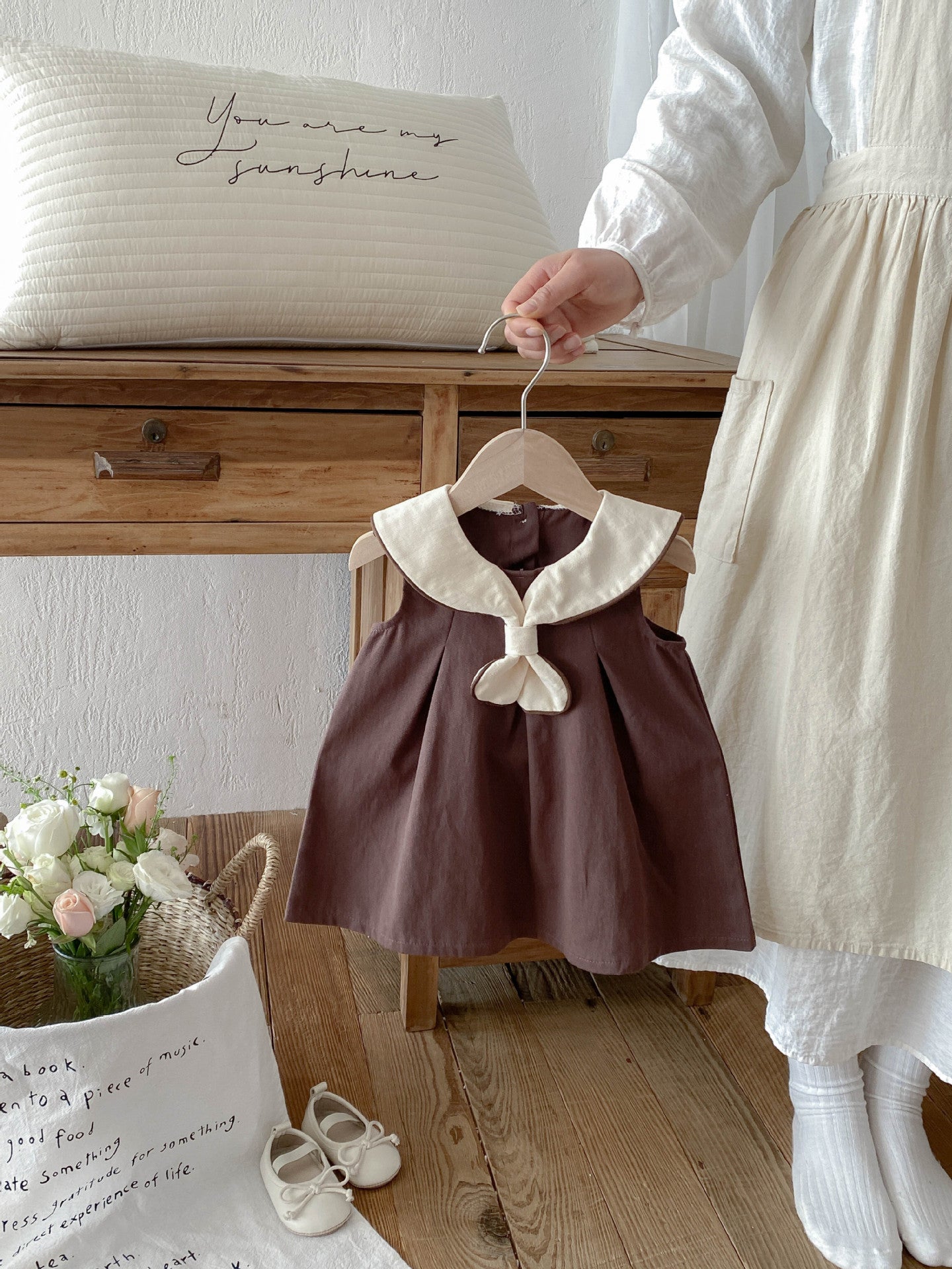 Style Super Nice Preppy Summer Retro Lapels Children's Dress