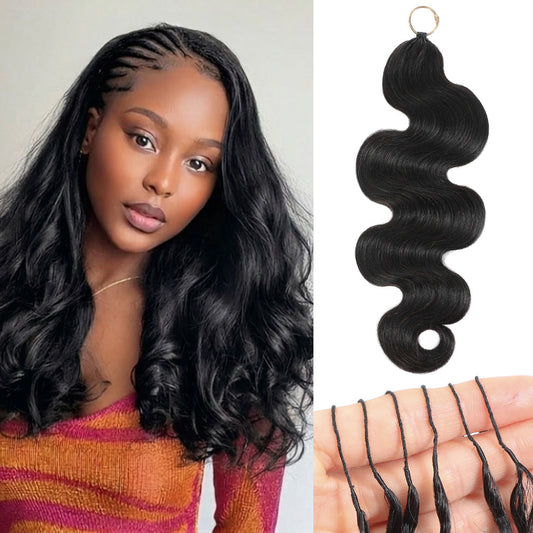 Glamorous Human Crochet Knitting Feather Extension Real Hair Wig