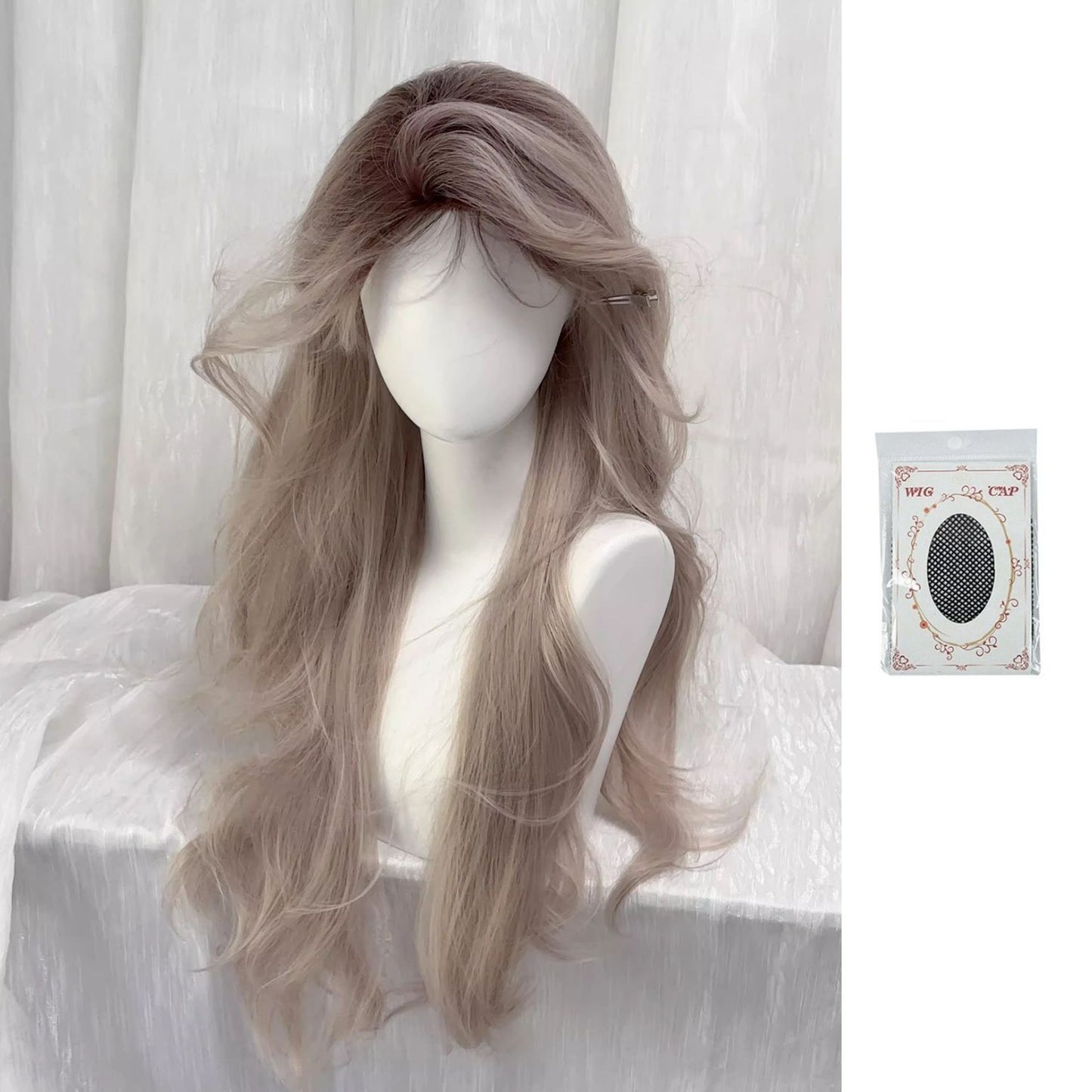 Women's American Style Maine Mid-length Bangs Curly Hair Wig Long Curls
