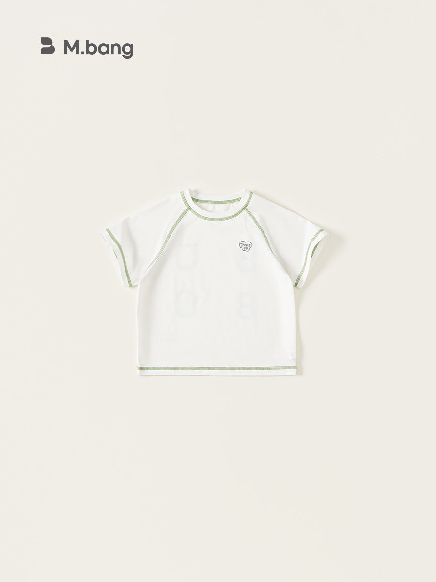 Children's Clothing Middle Big Summer Simple Solid Color Short-sleeved Boys Letter Children's T-shirt
