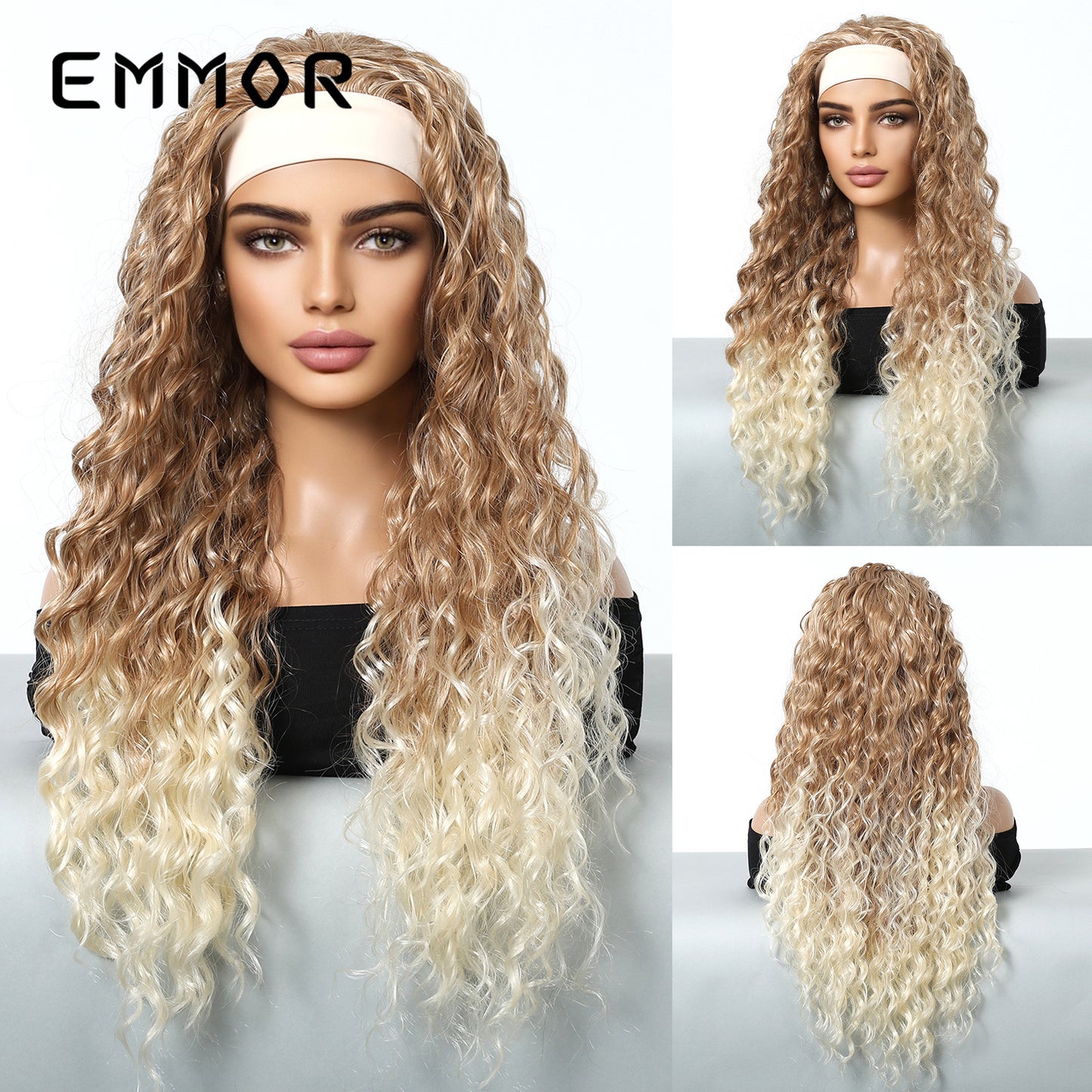Band Latin American Curly Fashion Fluffy White Wig Long Curls