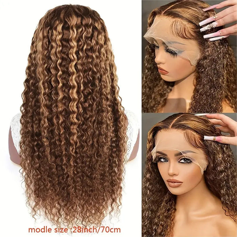 Medium Brown Mixed Color African Small Wig Long Curls