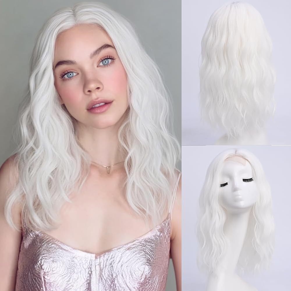 Medium Gradient Golden Curly Hair Female Big Wave Wig Long Curls