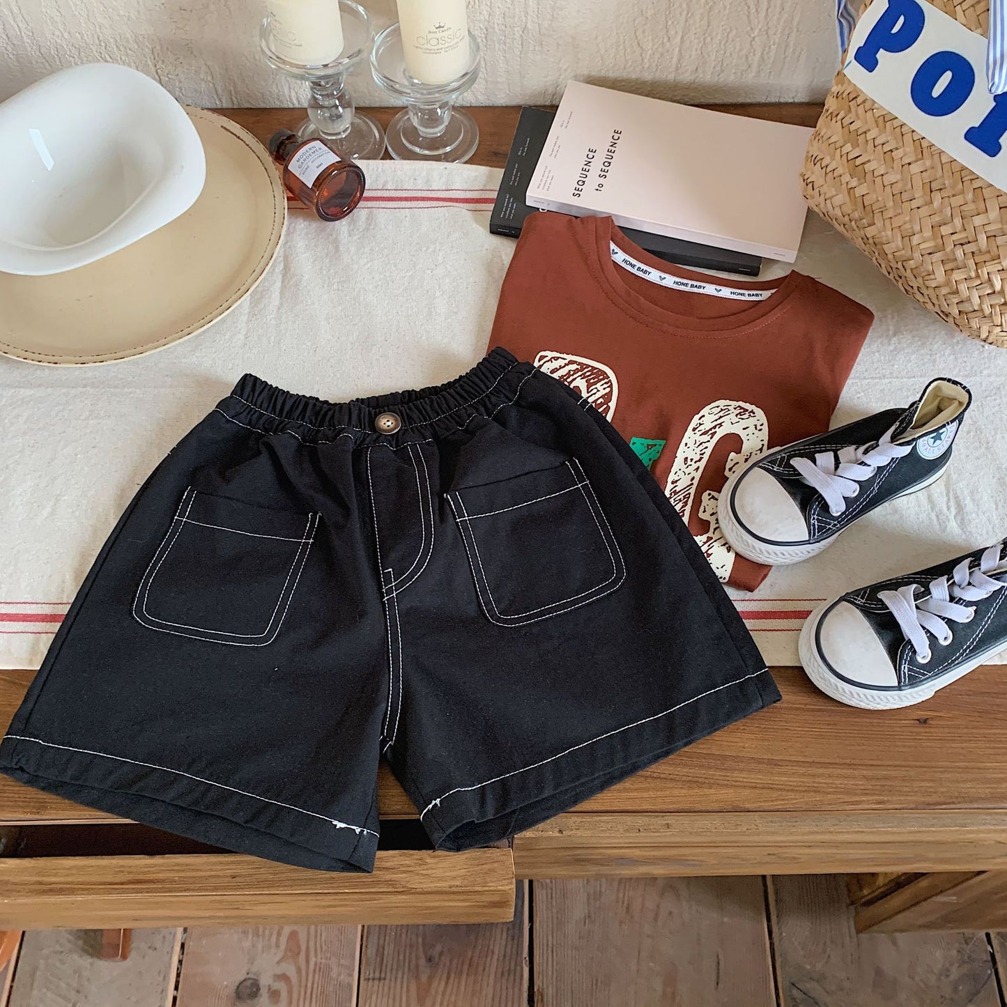 Children's Summer Korean Style Bright Line Cotton Casual Children's Pants