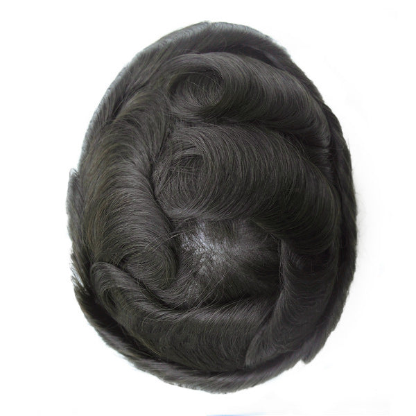 Men's Leather Hand Crochet V Needle Hairpiece Men's Wig