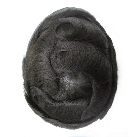 Men's Leather Hand Crochet V Needle Hairpiece Men's Wig