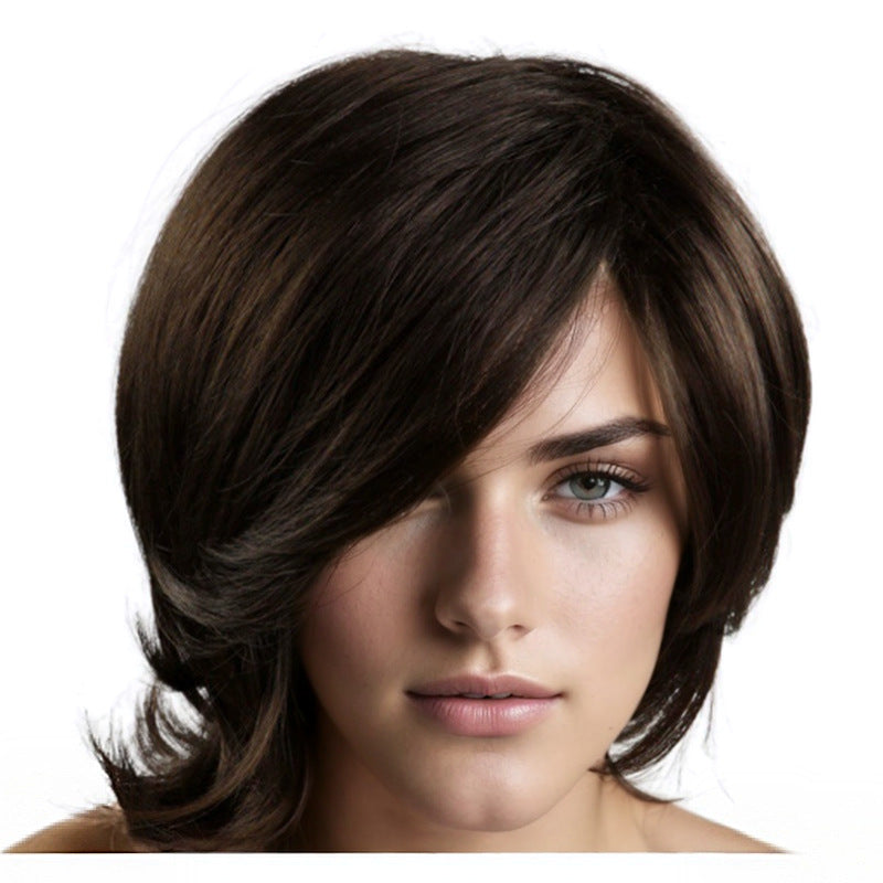 Men's Outer Warped Long Bangs Partial Short Men's Wig