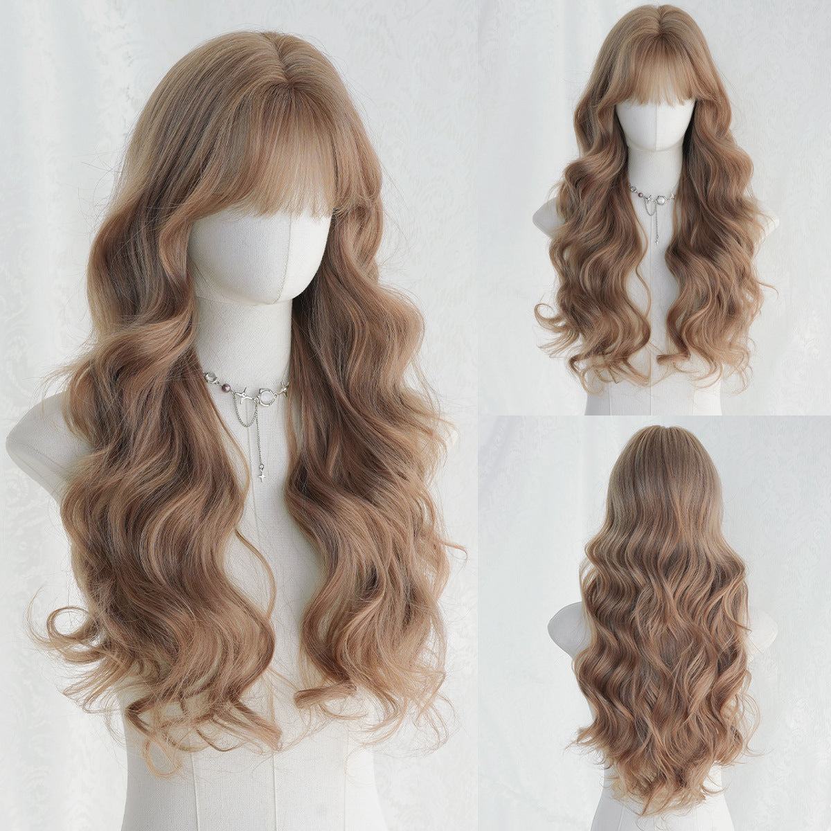 Super Brown Female Big Wave Curly Hair Daily Use Natural Wig Long Curls