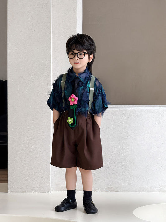 Children's Summer Korean Style Short Sleeve Western Printed Children's Shirt
