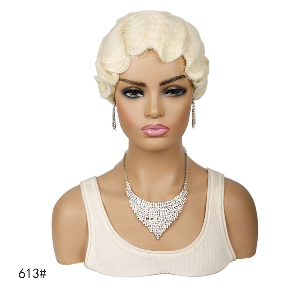 Head Cover Water Wave Synthetic Wigs Wig Short Curly Hair