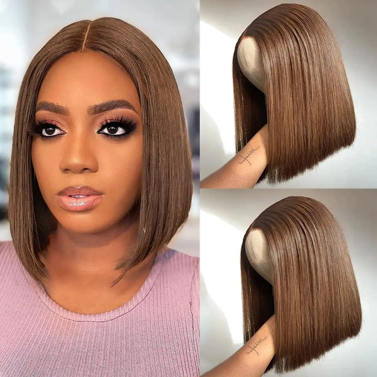 Kim Closure Bob Middle Part Human Long Straight Wig