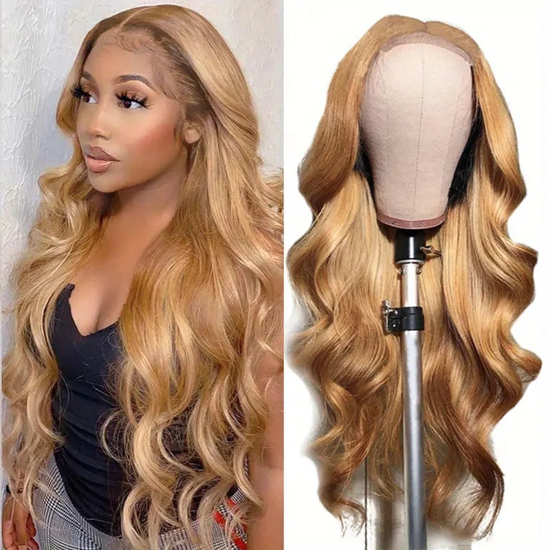 Fashionable Golden Big Wave Curly African Wig Long Curls
