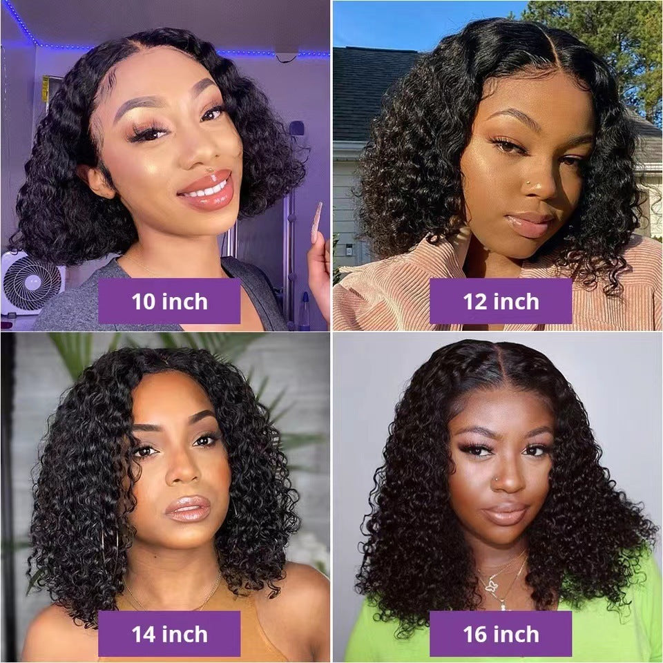Lace Front Transparent Hd Human With Hairline Density Brazilian Wig Short Curly Hair