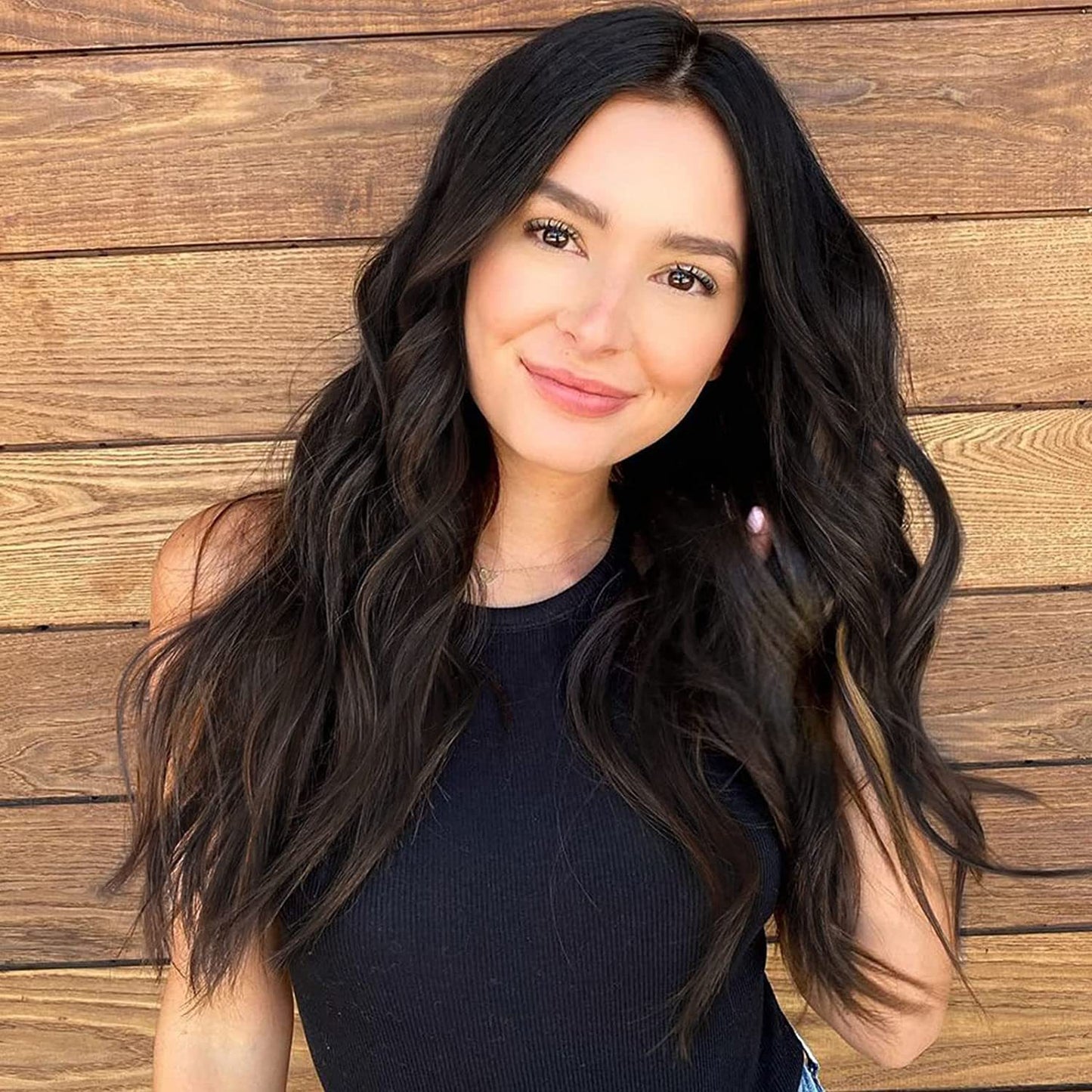 Women's Medium Large Wavy Curly Fluffy Brown Hair African Synthetic Wig Long Curls