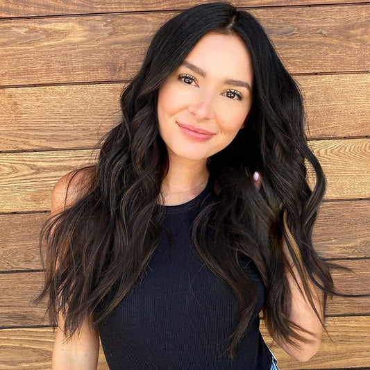 Women's Medium Large Wavy Curly Fluffy Brown Hair African Synthetic Wig Long Curls