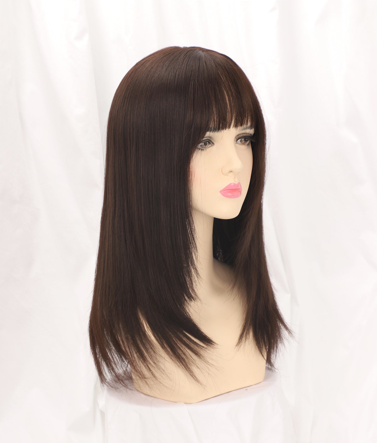 Women's Elastic Net Hair Mid-length Natural Facial Repair Long Straight Wig