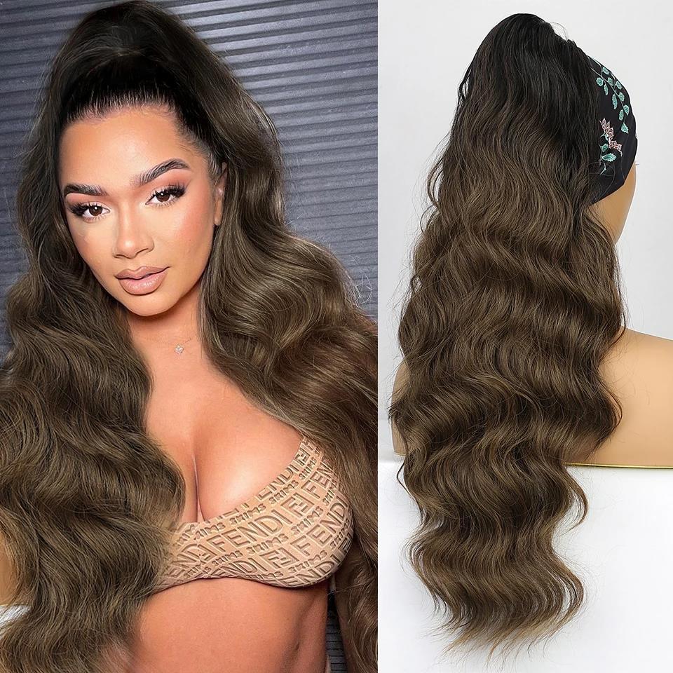 Women's Fiber Drawstring Hair Extension Big Wave Chemical Wig Ponytail