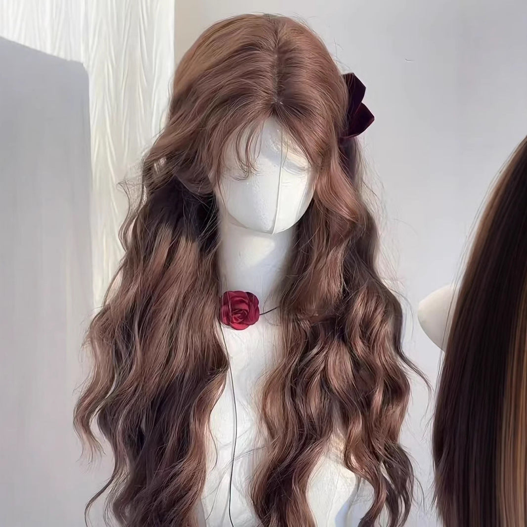 Chestnut Female Brown Small Lazy Temperament Wig Long Curls