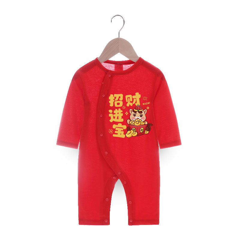 Long-sleeved Air Conditioning Room Clothing Romper Born Full Moon Year Jumpsuit, Climbing Suit
