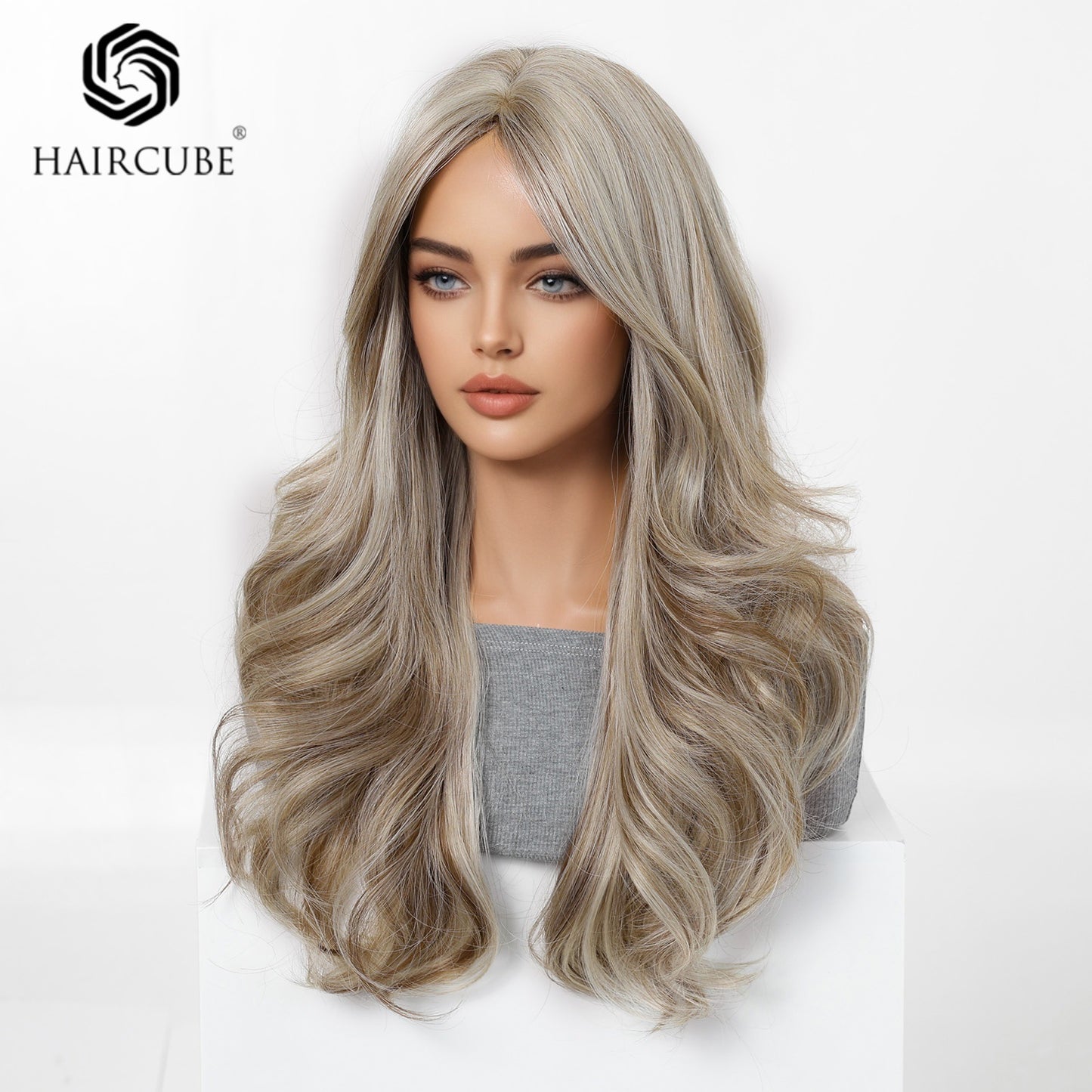 Cover Mixed Golden Curly Hair Big Wig Long Curls