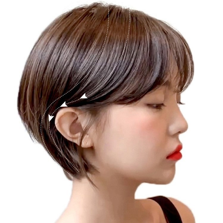 Ear Short Human Natural Korean Style Hairstyle Round Face Real Hair Wig
