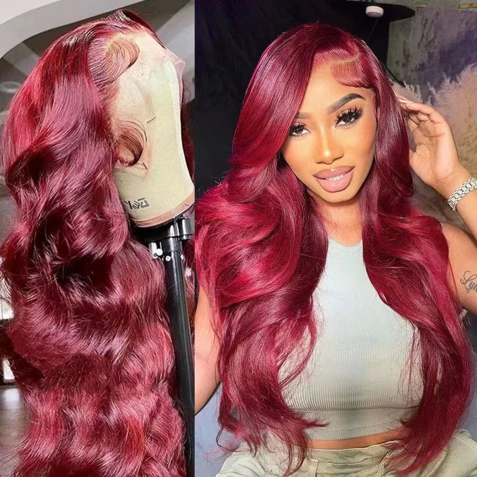 Women's Lace Gradient Color Curly Hair Real Head Wig Long Curls