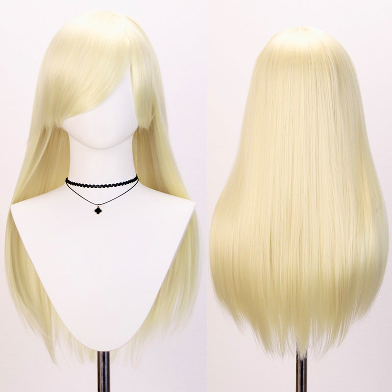 Universal Rose Net Scalp Top Mao Shape Long Bangs Straight Cos Wig