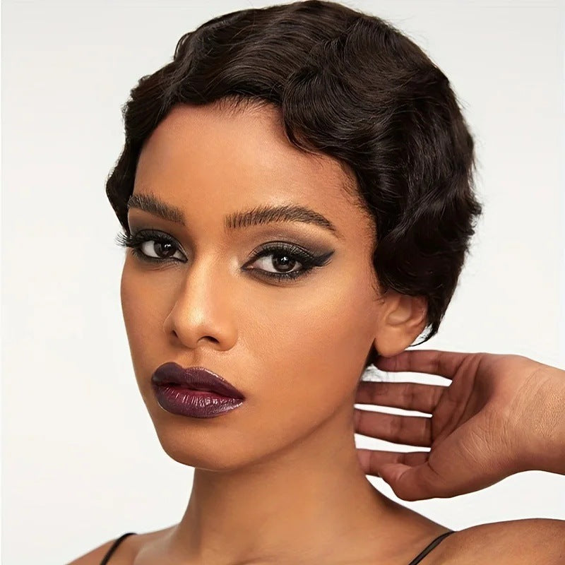 Pixie Cut Curly Bob Original Human Real Hair Wig