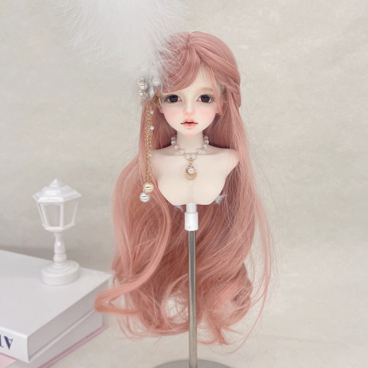 Split Bangs Braid Long Curly Hair Finished Head Cover Cos Wig