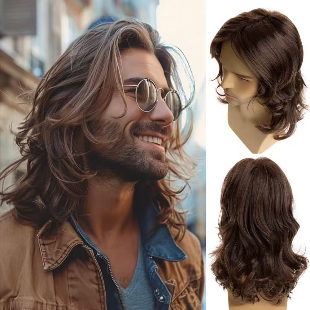 Chemical Fiber Female Head Cover Dyed Long Bangs Medium Wig Short Curly Hair